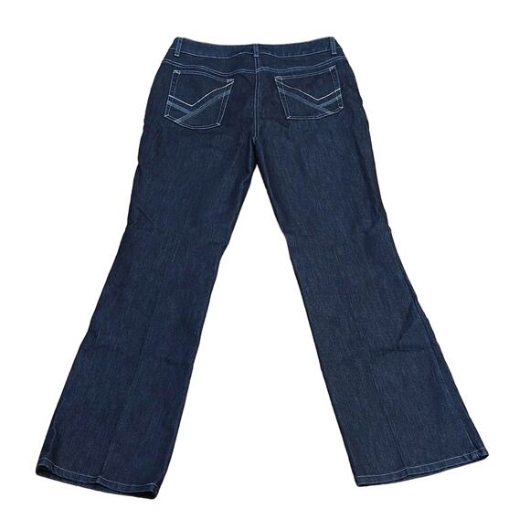 JONES SIGNATURE NEW YORK JEANS SIZE 8, 32" STRETCH, DARK WASH BLUE - Picture 3 of 5